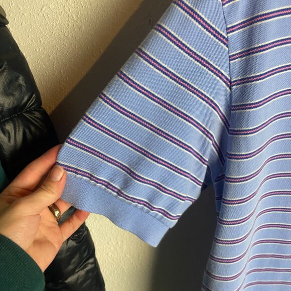 Polo Ralph Lauren Men's Size Medium Polo Shirt Blue Pink Stripes Preppy Office - Picture 3 of 6